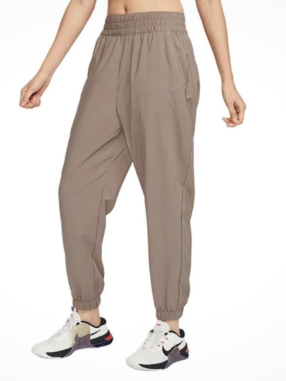 NWT! Nike Dri-Fit One High Waist Quick-Dry Fashion Cropped Jogger Tan Large